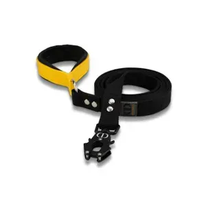 Поводок с карабином самозахватом CORADOG Double Power Black frog, цвет желтый, черный, 2м