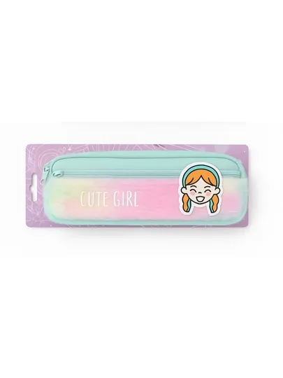 Мягкий пенал для девочек Cute Girl, 2 отделения