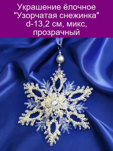 Зимнее волшебство Украшение ёлочное 'Узорчатая снежинка' d-13,2 см, микс, проз