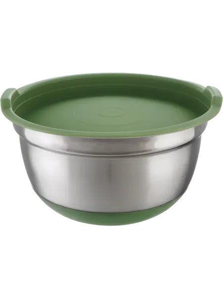 HOMECLUB Миска d=21см, с крышкой и силиконовым дном, сталь 2,65л