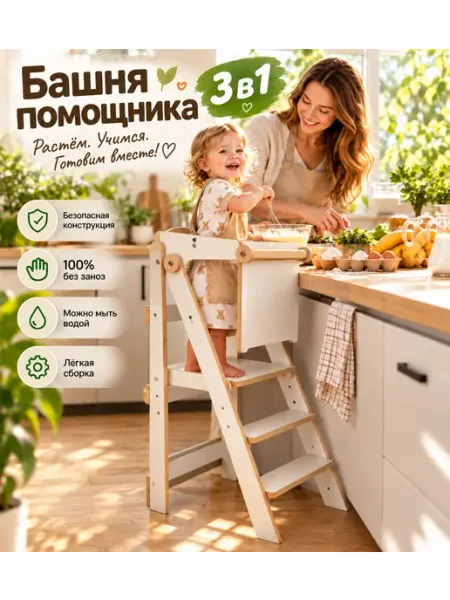 Kidswood 3 в 1 Башня помощника Монтессори для кормления малышей