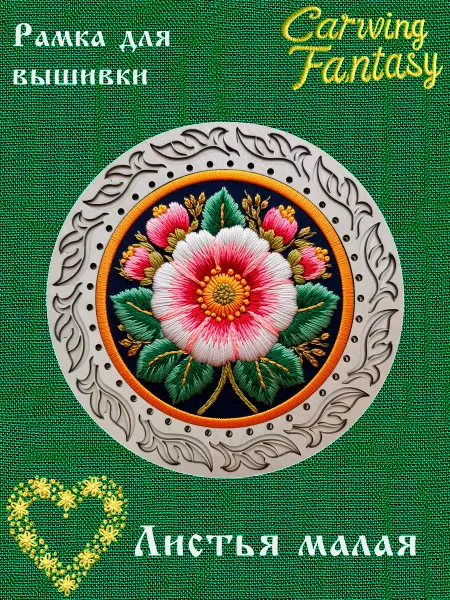 Carving Fantasy Деревянная рамка для вышивки Листья малая 13 см