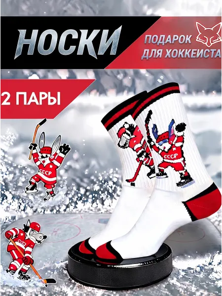 FOXSOX Авторские носки с хоккейной вышивкой, 2 пары