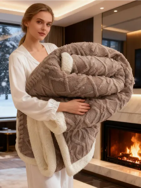 Ikea-home Плед 180x200 плюшевый теплый на диван мягкий пушистый