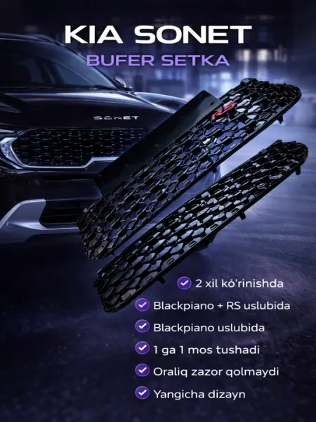 Бамперная сетка для автомобилей KIA Sonet 2 разных варианта