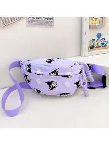 Сумка на пояс с принтом Куроми / Барсетка Kuromi с 2 карманами на молнии для телефона и прочих мелочей