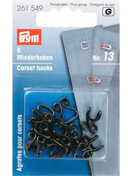 Prym Крючки для корсетов №13 серебристые 6шт
