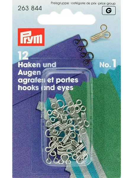 Prym Крючки для одежды №1 серебристые 12шт