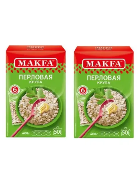 Makfa Крупа перловая в варочных пакетиках, 2 уп по 400 гр