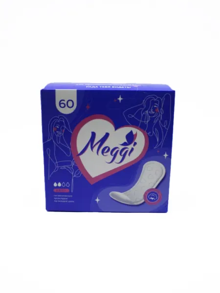 Ежедневные прокладки на каждый день Meggi Panty Soft, 2 капли, 60 шт