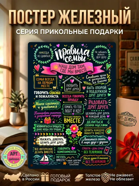 Правила дома металлический постер правила нашего дома