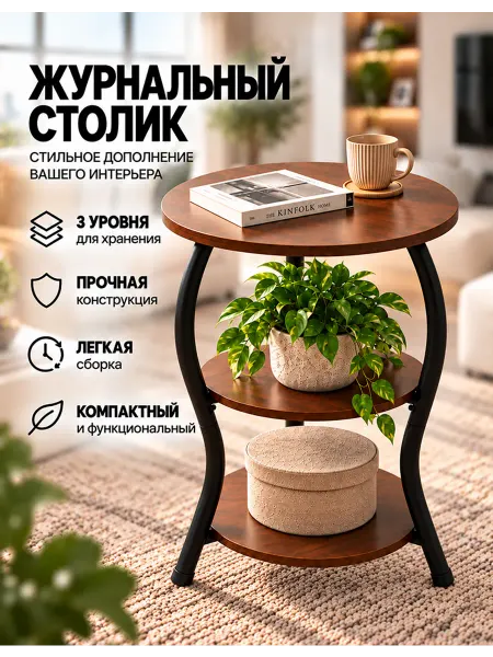 Трёхслойный журнальный столик