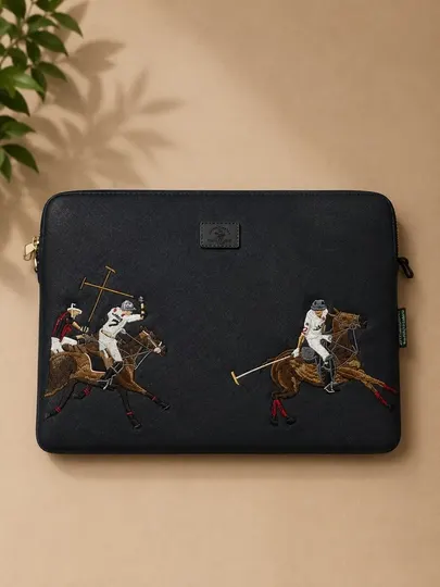 Чехол для ноутбука 13-14 дюймов с вышивкой Polo, премиальная PU кожа, 2 отделения