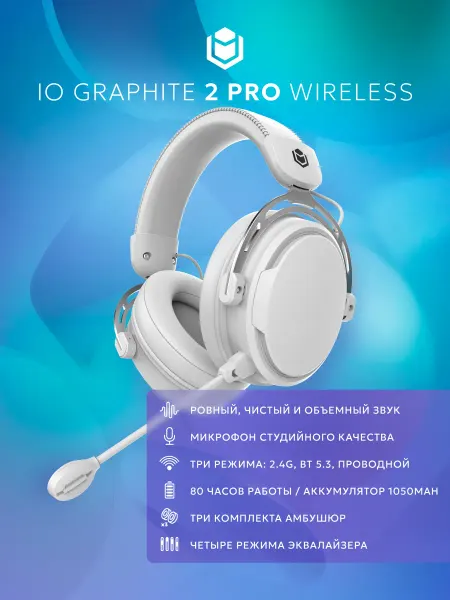 RSQ Игровые беспроводные наушники с микрофоном IO Graphite 2