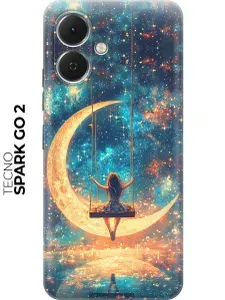 Силиконовый чехол на Tecno Spark Go 2 с принтом "Девочка на месяце"