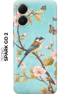 Силиконовый чехол на Tecno Spark Go 2 с принтом "Птичка-синичка"