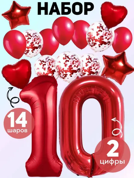 BalloonChick Набор воздушных шаров для фотозоны цифра 10