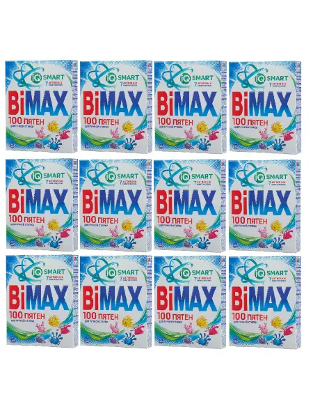 BIMAX Стиральный порошок Ручная стирка 100 пятен, 400 г, 12 уп