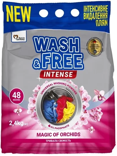 Стиральный порошок Wash&Free "Магия Орхидей", 2,4 кг, бесфосфатное