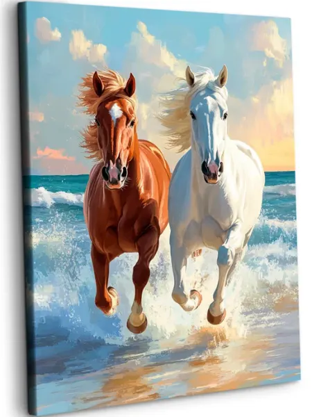 Art on Canvas Две лошади Картина по номерам на холсте 40х50 см