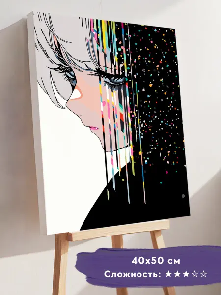 Paintline Аниме девушка глитч картина по номерам 40х50