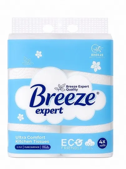 Бумажные полотенца 2-слойные, 4 рулона Premium Breeze Expert