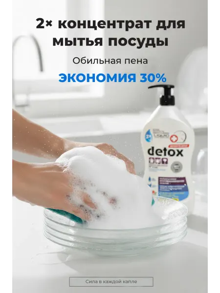 Средство для мытья посуды антибактериальное DETOX 1000 мл