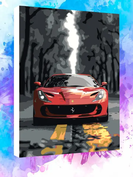ДАВАЙ РАСКРАСИМ Картина по номерам Ferrari Спорткар Автомобиль