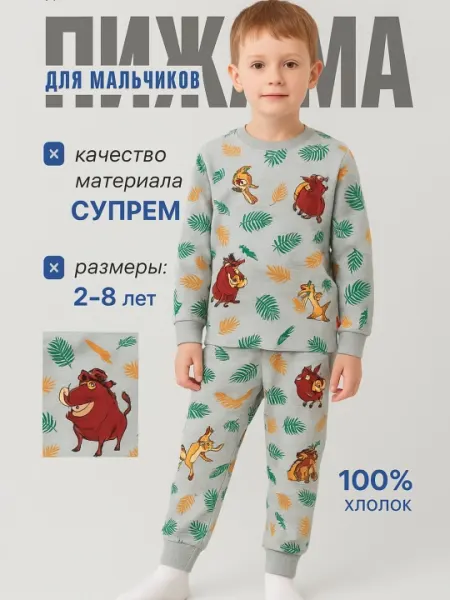 Пижама для мальчиков,размеры 2-8 лет