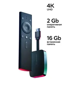 Медиаприставка Sber SBDV-00002N, 2+16 Gb, 4K, Салют ТВ, Bluetooth, Wi-Fi, черный