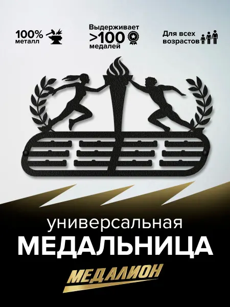 Универсальная металлическая медальница Факел