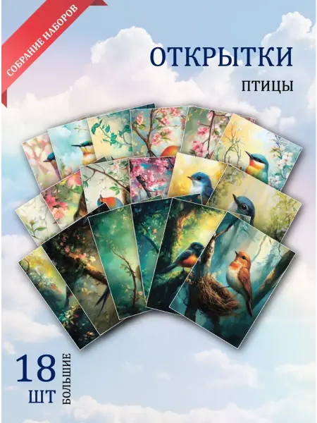 Обниму словами А6 Открытки птицы и цветы