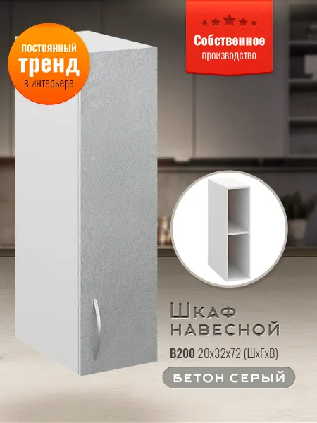 Доступные кухни Шкаф кухонный узкий 20 см