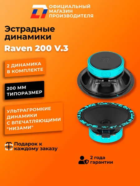 Динамики автомобильные 20 см DL Audio Raven 200 V.3 пара 250Вт