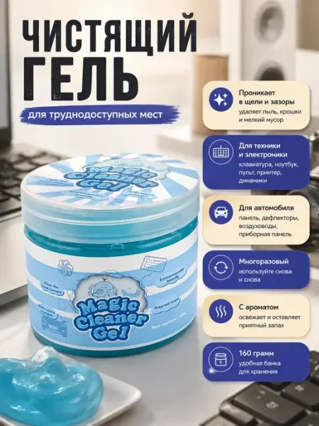 АНЮТИК Чистящий гель для клавиатуры автомобиля и техники 160 г
