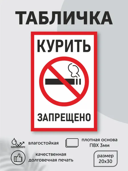 Podarokgor Табличка пластиковая "Курение запрещено" 20см*30см