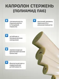 Капролон "Б" (полиамид ПА6) стержневой диаметр 20 мм, длина 300 мм