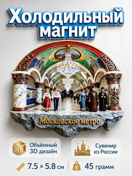 Магнит на холодильник Московское метро 3D сувенир