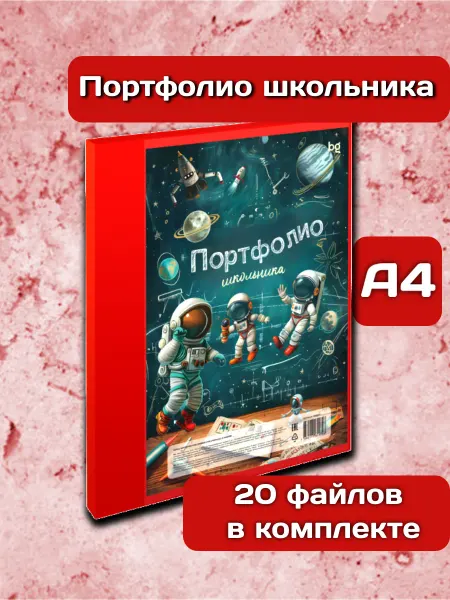 BG Папка для портфолио пластиковая А4, 20 файлов в комплекте