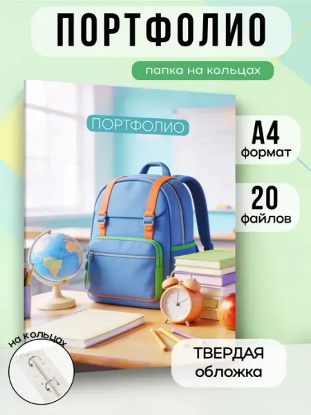 BG Папка-портфолио на 4 кольцах универсальное, 20 файлов