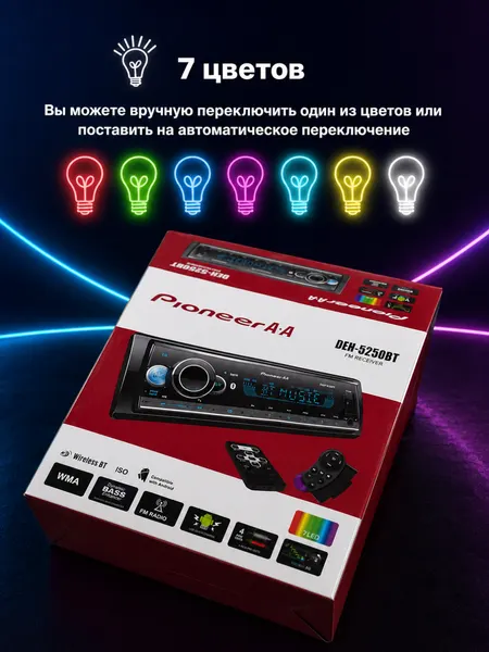 Автомобильная магнитофон PioneerA-ADEH-5250BT дистанционым управленем, мультимедиа, USB, AUX