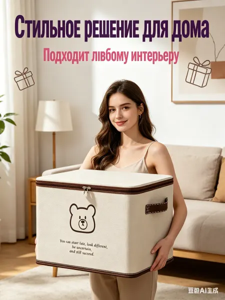 Crafy Большой органайзер для хранения вещей и одежды с крышкой