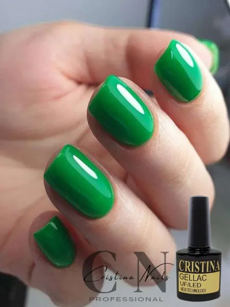 CRISTINANAILS Гель лак зеленый травяной яркий плотный для маникюра