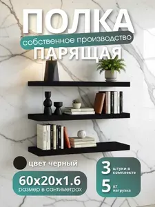 Полка настенная навесная черная 60*20 3шт