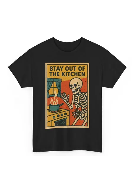 Футболка Stay Out of Kitchen Skeleton Retro Goth Humor Tee