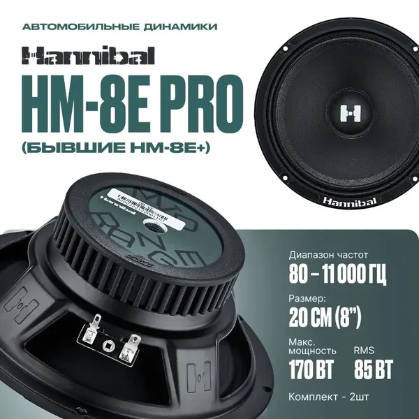 Колонки автомобильные Deaf Bonce Hannibal HM-80 PRO динамики Alphard 20 см (8 дюймов)