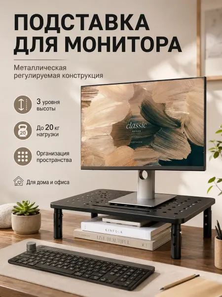 Рэмо Подставка под монитор на стол компьютера настольная Loft