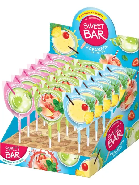Конфитрейд Карамель Sweet Bar на палочке Коктейли, 20 шт по 20г
