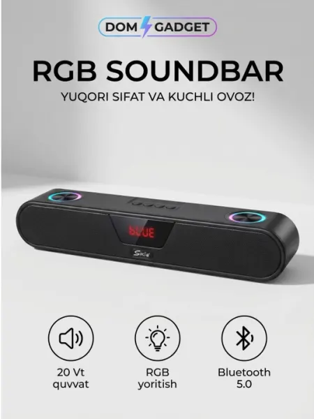 Беспроводная колонка ZQS 20Вт: Саундбар, Бумбокс, bluetooth музыкальный центр с RGB радио