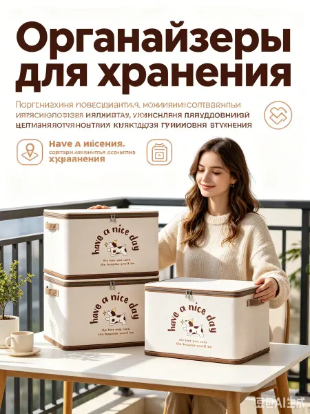 Xiaomi Коробки для хранения вещей тканевые в шкаф